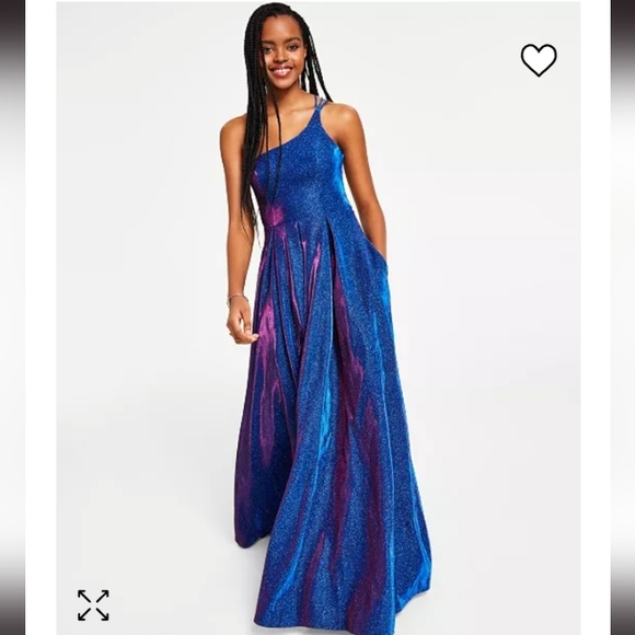 Elegant Strappy-Back Glitter-Finish Gown - Picture 8 of 8